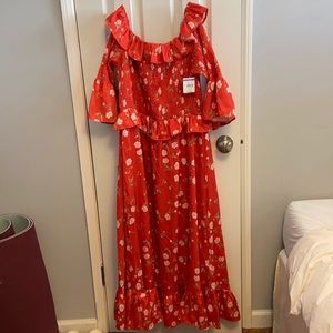 Topshop Smocked Off Shoulder Dress NWT